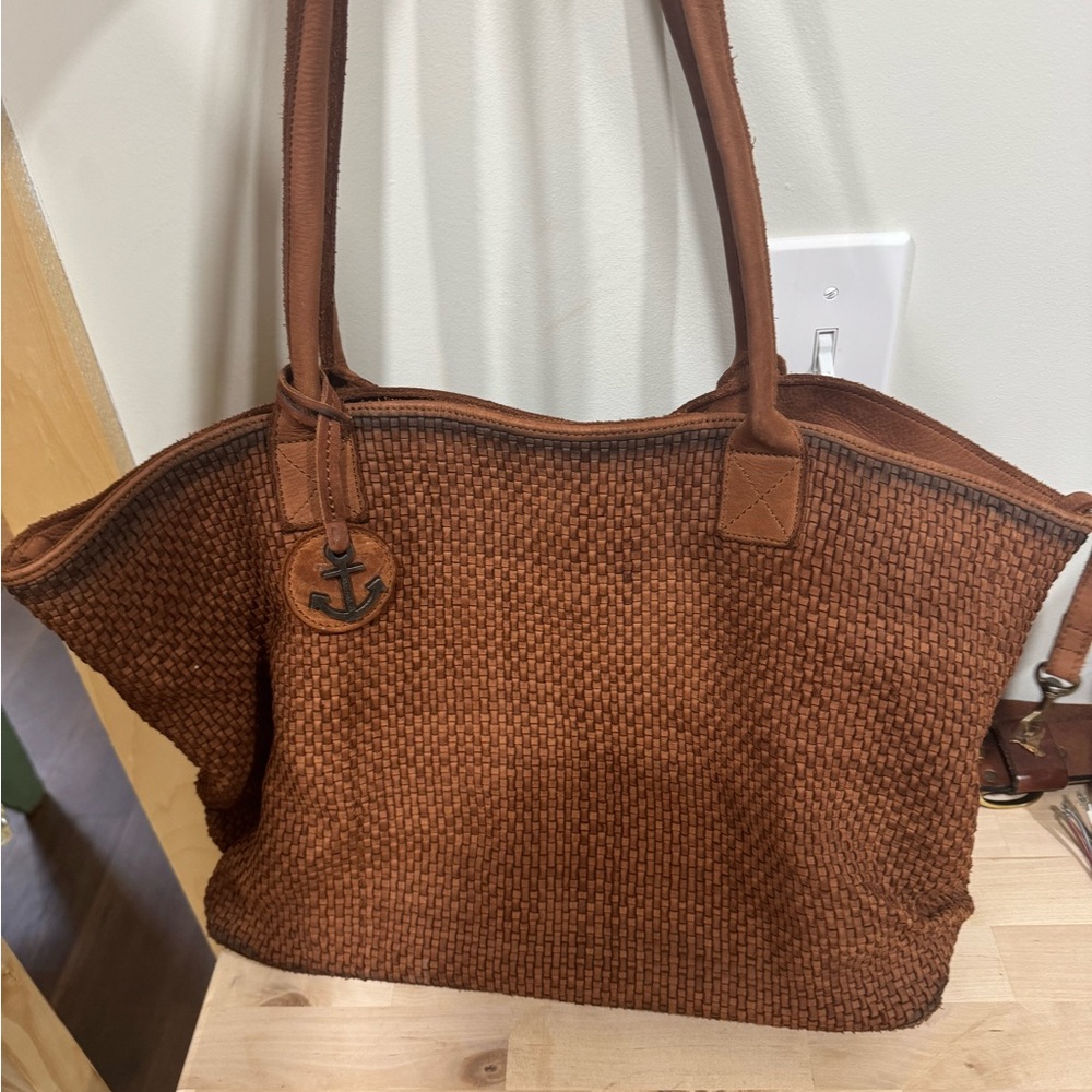 Brown Woven Tote Bag